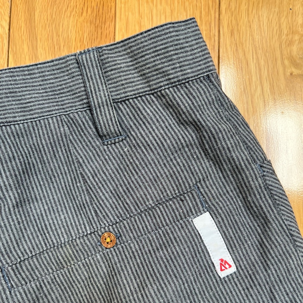 Gray Matix shorts with black pinstripes- Waist: 30”